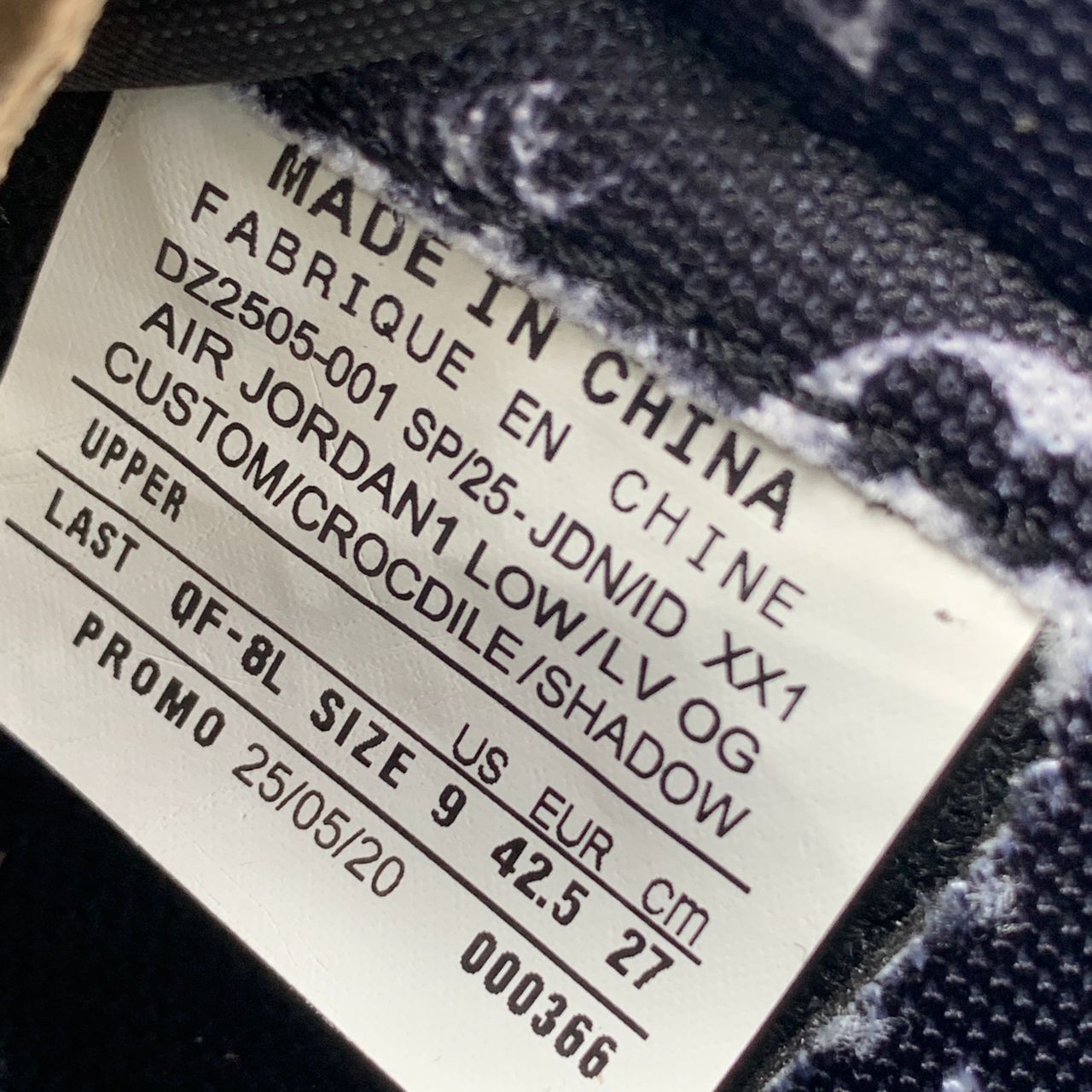 Custom Air Jordan 1 Low LV OG “Crocodile/Shadow”