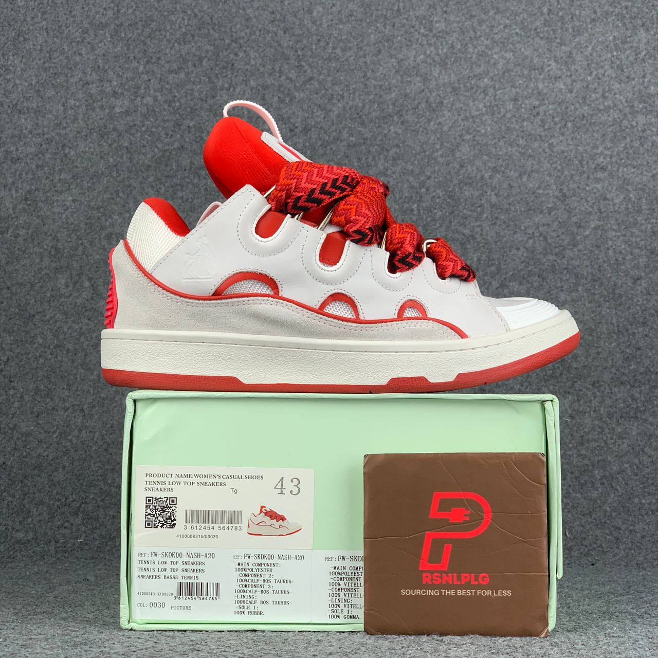 Lanvin Curb Sneakers 'White Red'