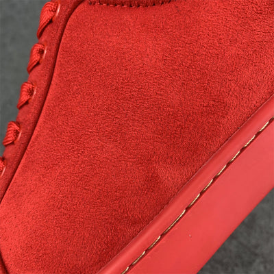 CL Louis Junior Spikes Flat 'Red Suede'