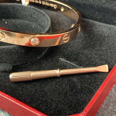 Rose Gold Love Bracelet with Half Diamond Design