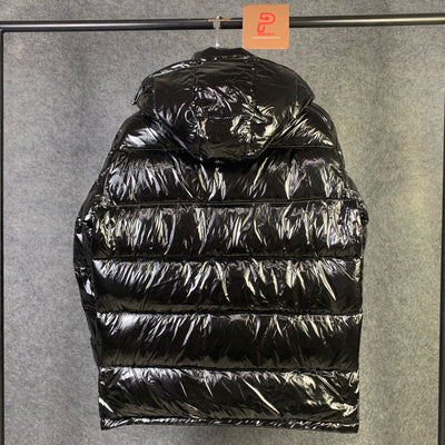 Moncler Maya Hooded Shiny Full Zip Jacket 'Black'