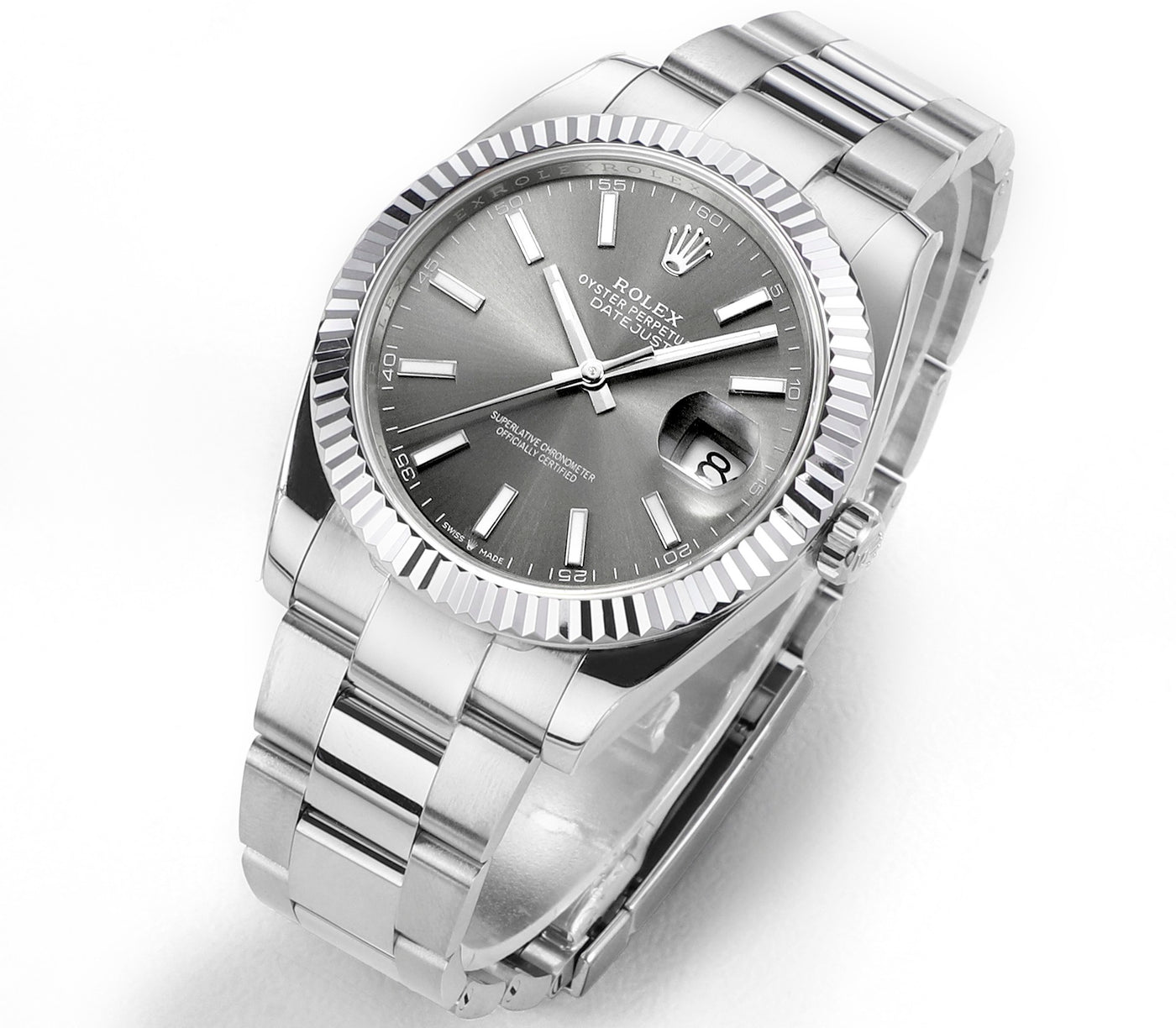 Rhodium Gray & Stainless Steel 41MM Watch