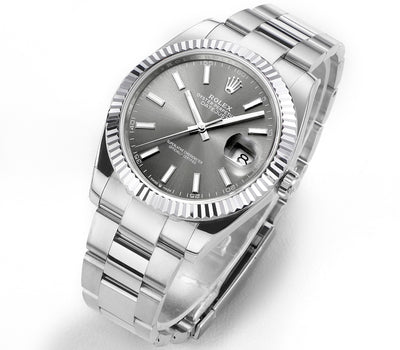 Rhodium Gray & Stainless Steel 41MM Watch