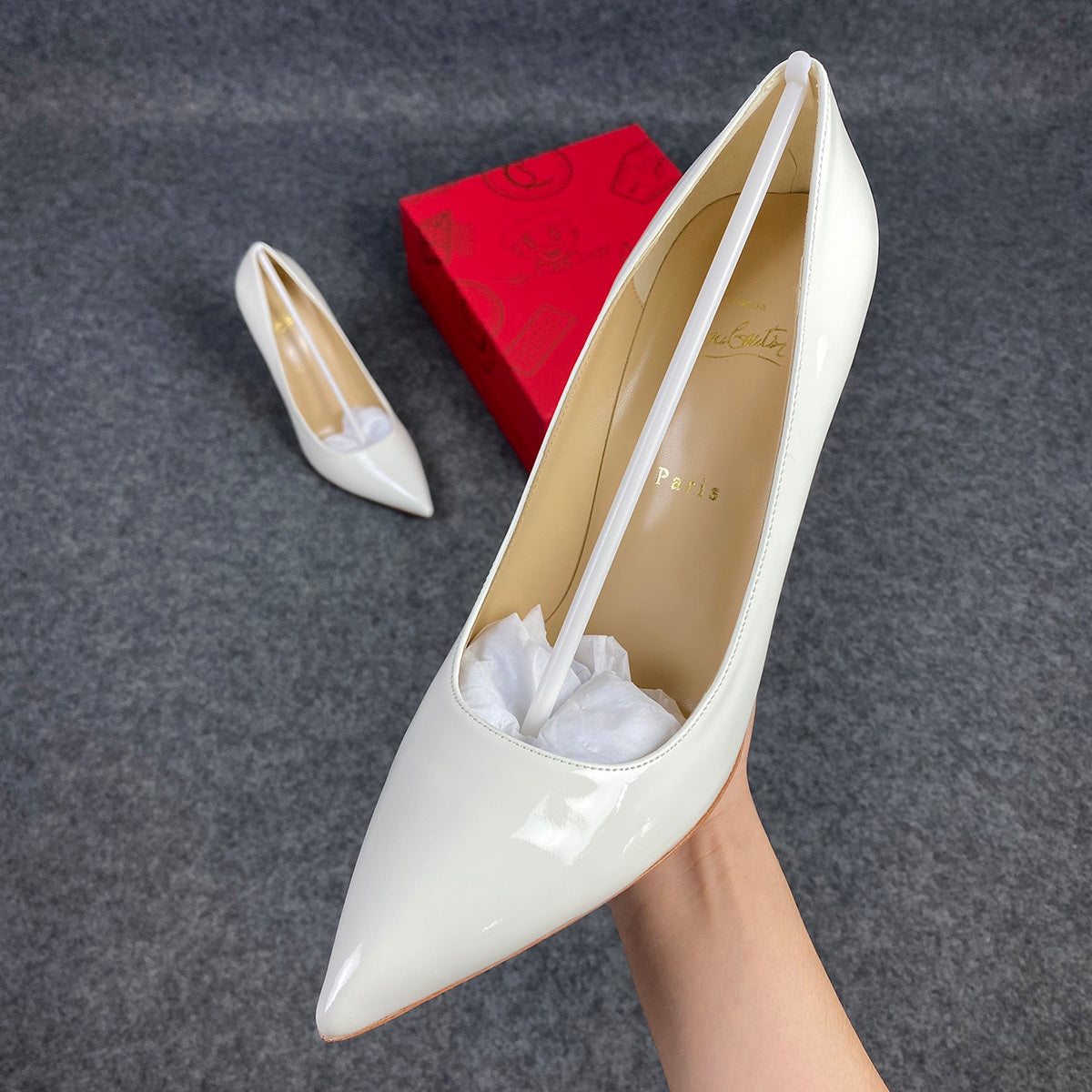 CL So Kate Pump  ‘White’ Patent Leather'