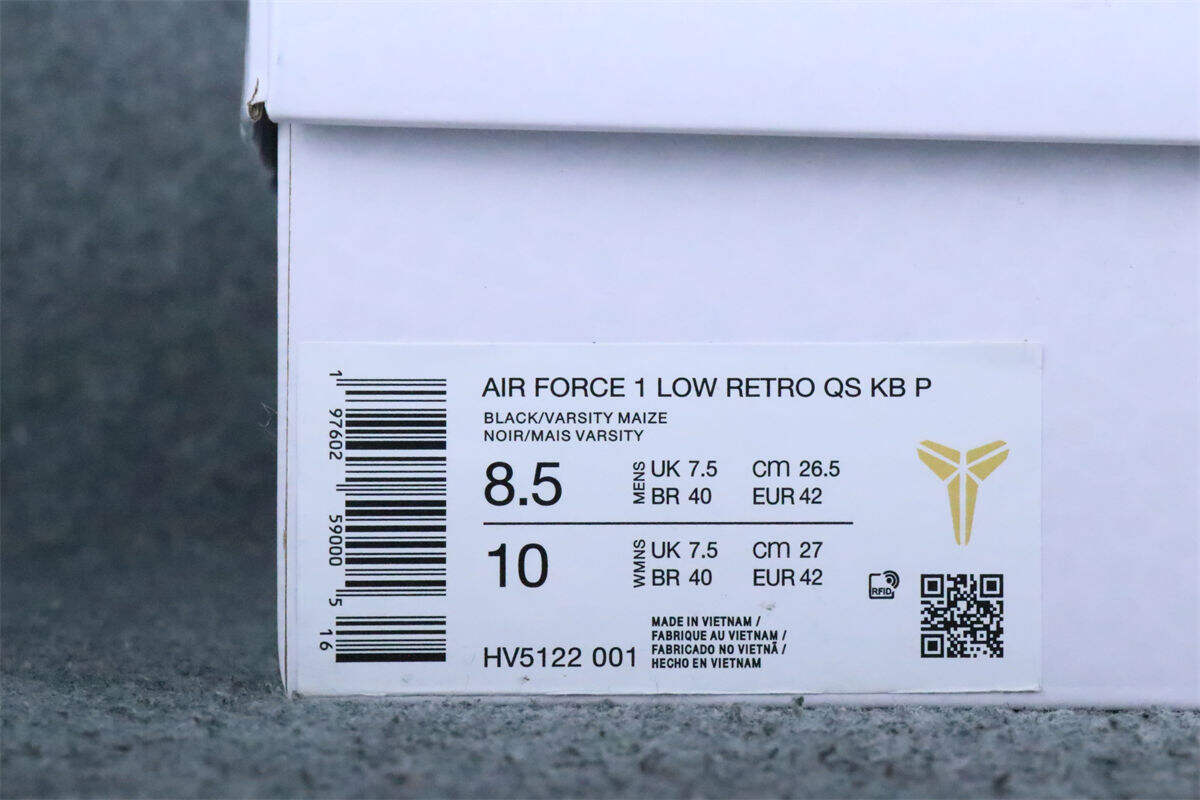 Kobe Bryant x Air Force 1 Low 'Lakers Away' Numbered