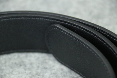 Double G Leather Belt with Antique Brass Buckle, 1” Width ‘Black’