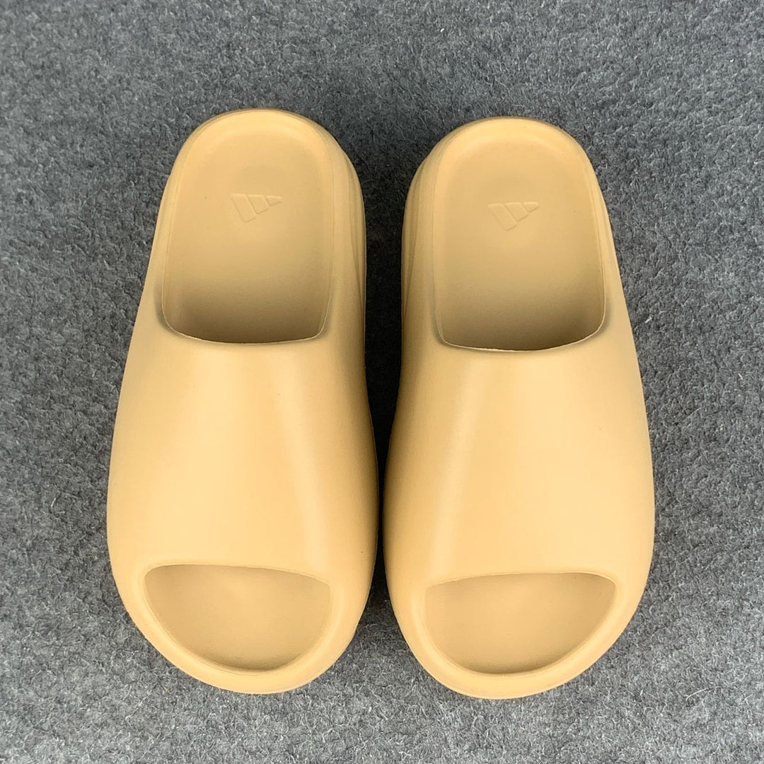 tan yeezys slides