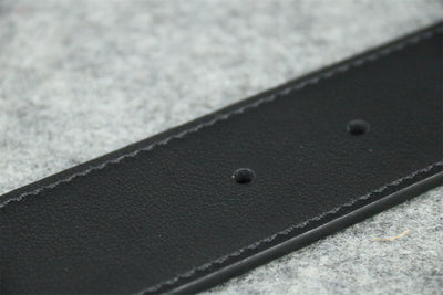 Double G Leather Belt with Antique Brass Buckle, 1” Width ‘Black’