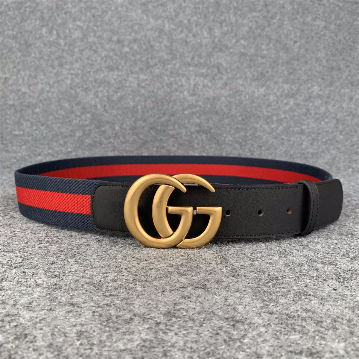 Canvas Web Belt with Double G Buckle ‘Blue Red’