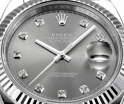 Rhodium Gray & Diamond 41MM Watch
