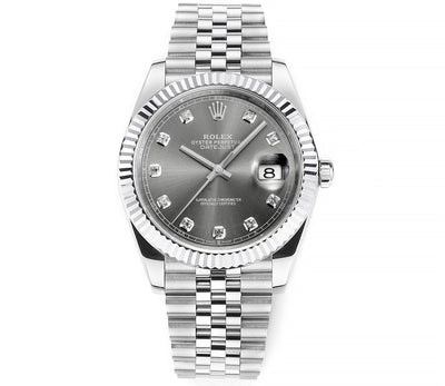 Rhodium Gray & Diamond 41MM Watch