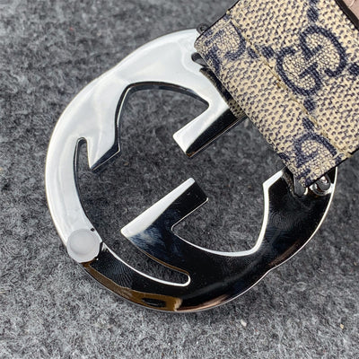 GG Supreme Interlocking G Buckle Belt Beige & Blue