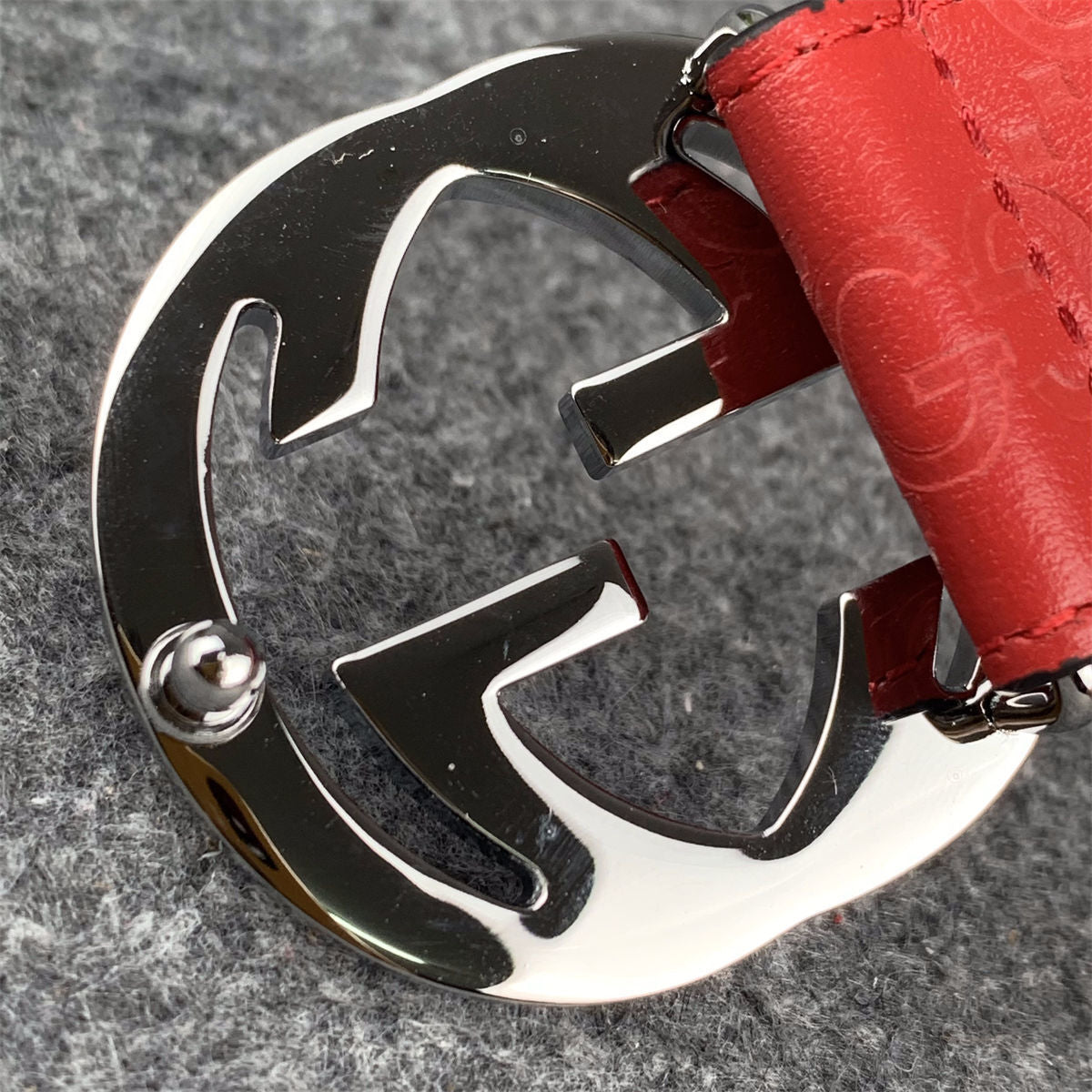 Guccissima Leather Interlocking G Belt Red Monogram