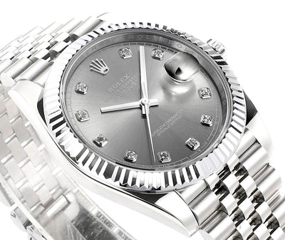 Rhodium Gray & Diamond 41MM Watch
