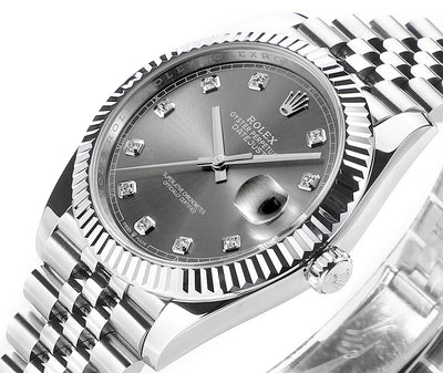 Rhodium Gray & Diamond 41MM Watch