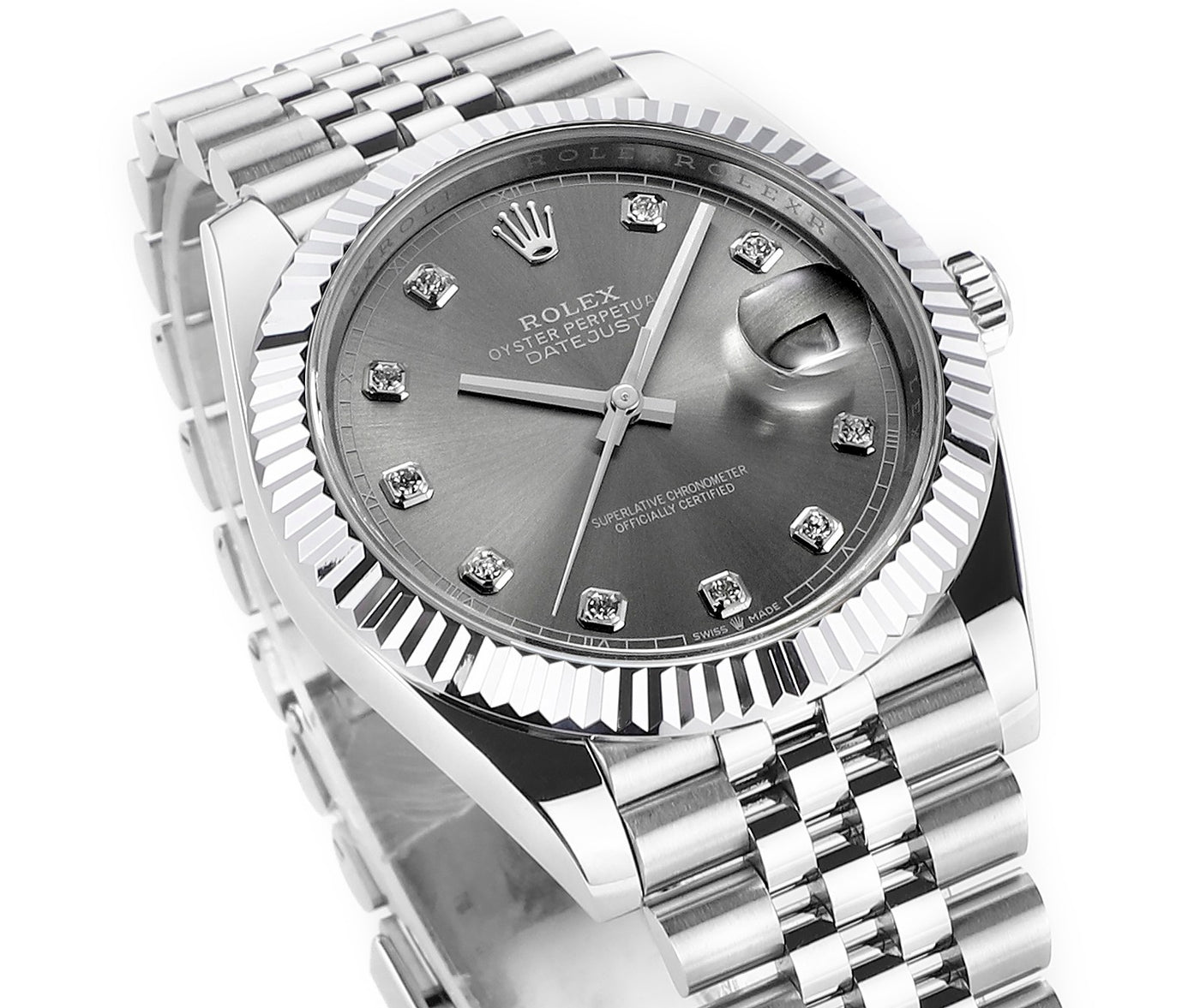 Rhodium Gray & Diamond 41MM Watch