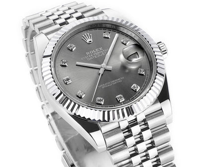 Rhodium Gray & Diamond 41MM Watch