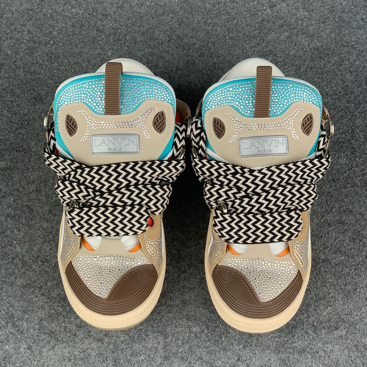 Lanvin Curb Sneakers 'Brown Rhinestone'