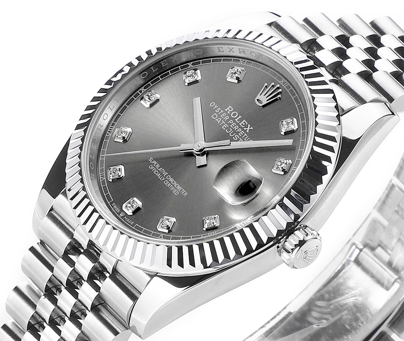 Rhodium Gray & Diamond 41MM Watch
