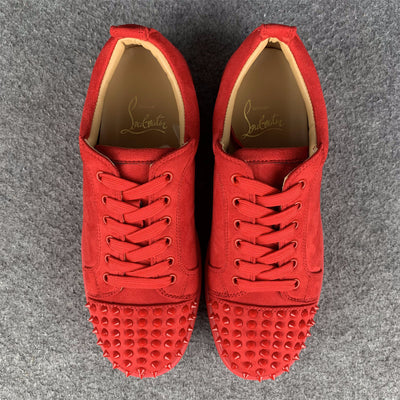 CL Louis Junior Spikes Flat 'Red Suede'