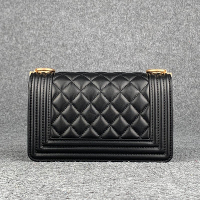 CC Boy Flap Diamond Quilted Small Bag Gold-Tone Black (2018)