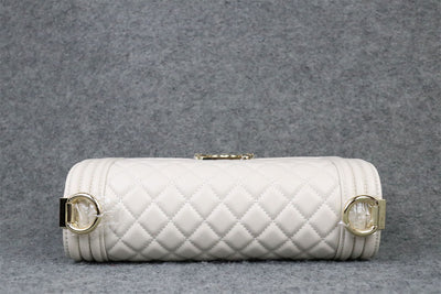 CC Boy Old Medium Flap Bag Off White Caviar Leather
