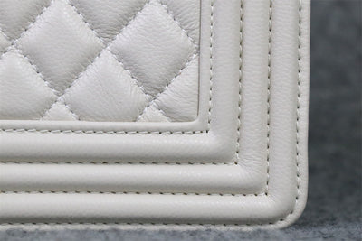 CC Boy Old Medium Flap Bag Off White Caviar Leather