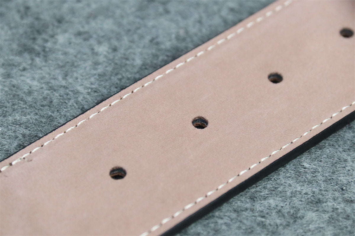 GG Leather Belt with Double G Buckle, 1.5” Width ‘Brown’