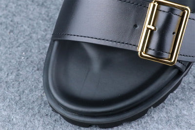 Prd Leather Dual-Buckle Slide Sandals