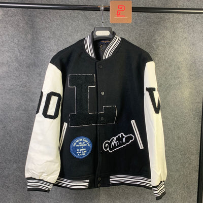 LV Varsity Leather Jacket 'BLACK'