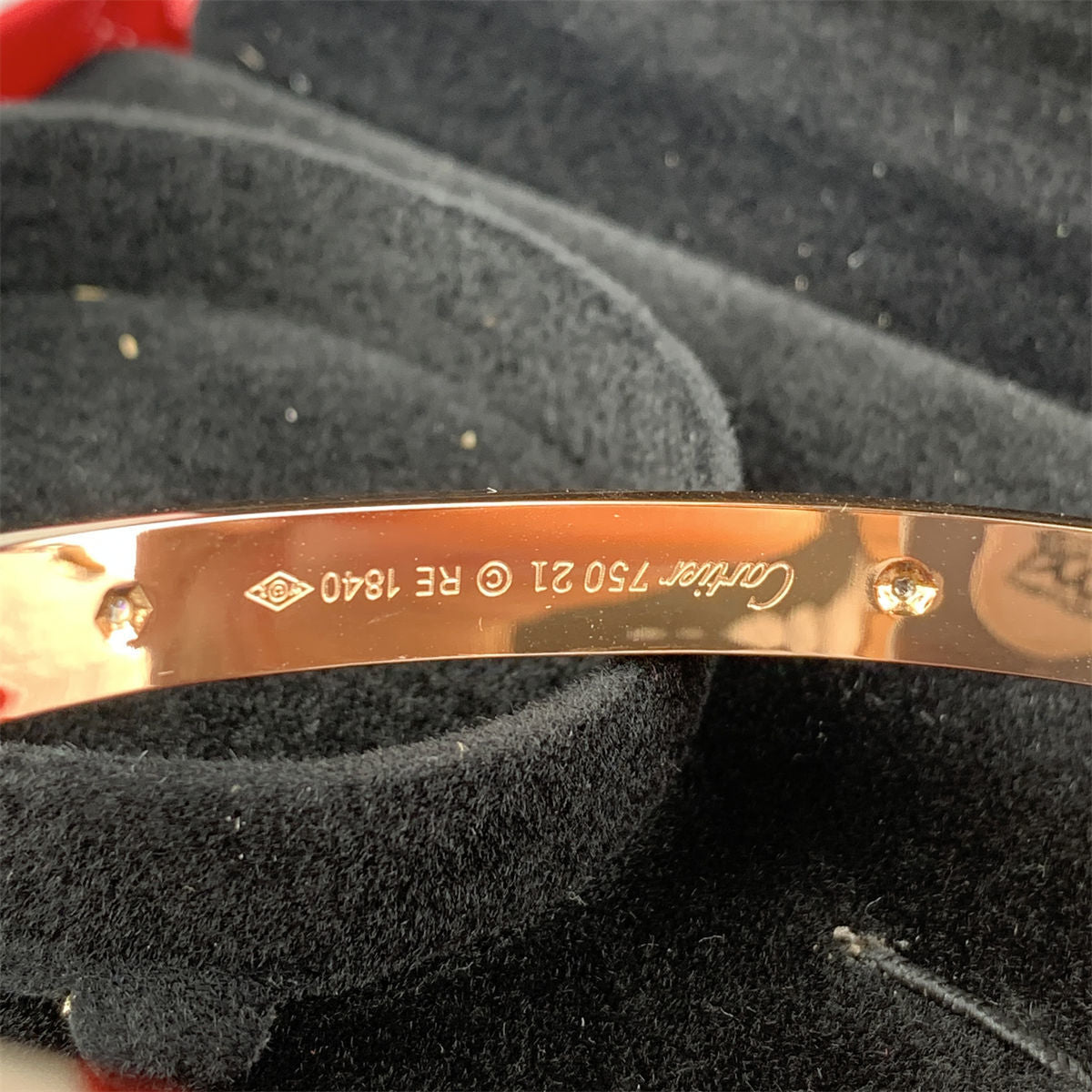 Rose Gold Love Bracelet with Half Diamond Design