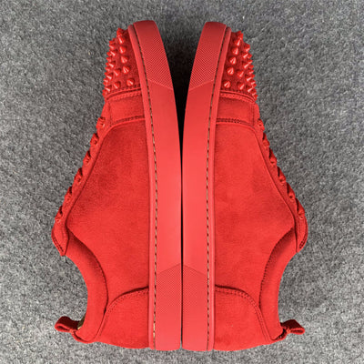 CL Louis Junior Spikes Flat 'Red Suede'