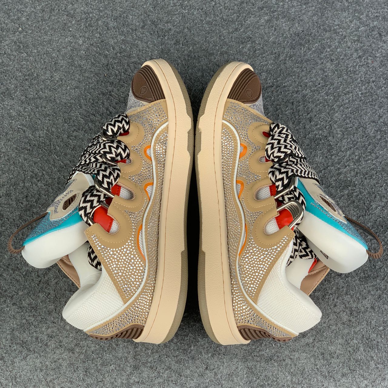 Lanvin Curb Sneakers 'Brown Rhinestone'