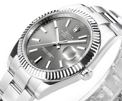 Rhodium Gray & Stainless Steel 41MM Watch