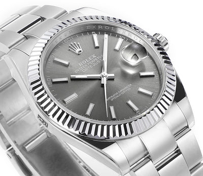 Rhodium Gray & Stainless Steel 41MM Watch