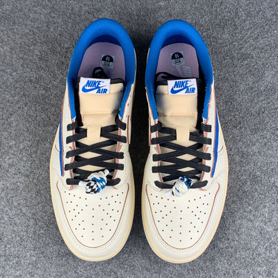 Fragment Design x Travis Scott x Air Jordan 1 Retro Low OG SP 'Sail Military Blue'