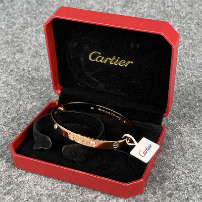 Rose Gold Love Bracelet with Half Diamond Design