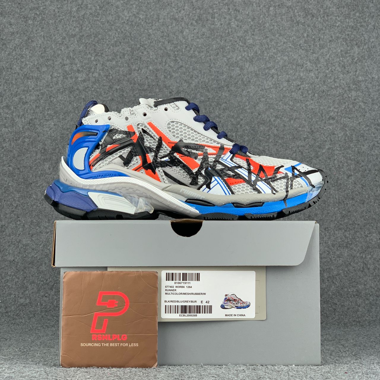 Balenciaga Runner Graffiti Sneaker 'Grey Red Blue'