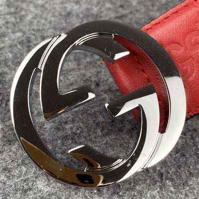 Guccissima Leather Interlocking G Belt Red Monogram