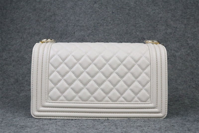 CC Boy Old Medium Flap Bag Off White Caviar Leather