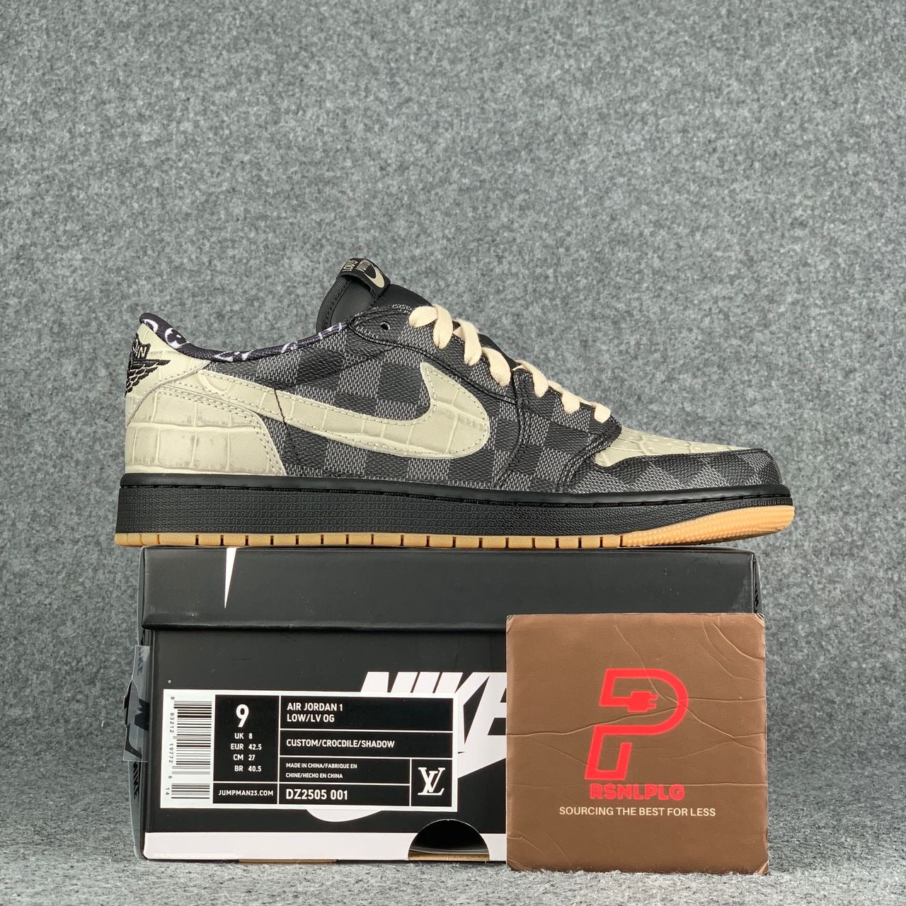 Custom Air Jordan 1 Low LV OG “Crocodile/Shadow”