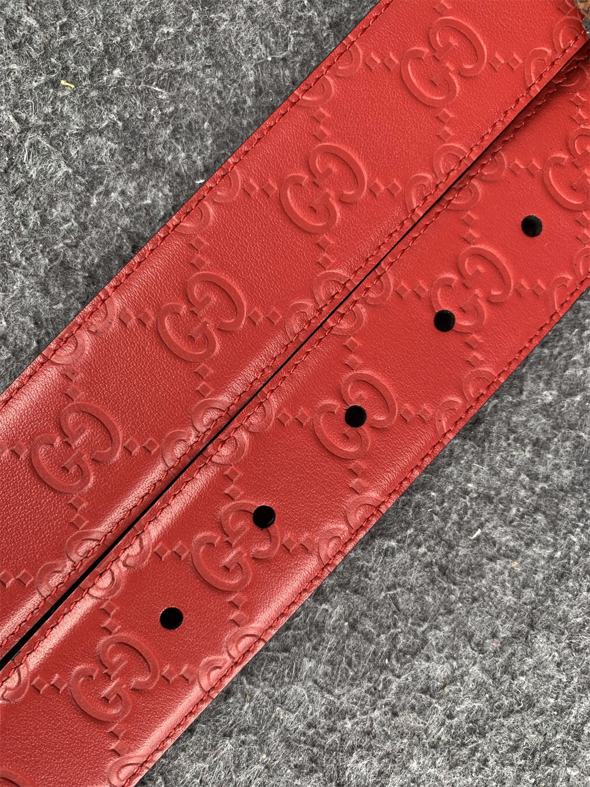 Guccissima Leather Interlocking G Belt Red Monogram