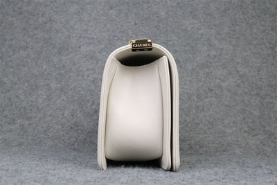 CC Boy Old Medium Flap Bag Off White Caviar Leather