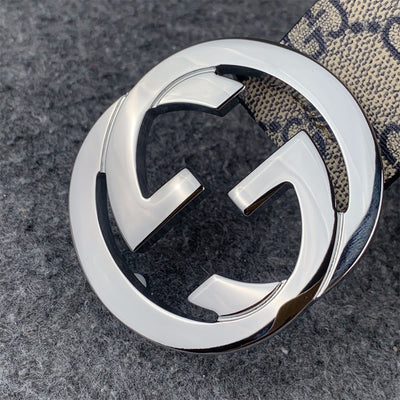 GG Supreme Interlocking G Buckle Belt Beige & Blue