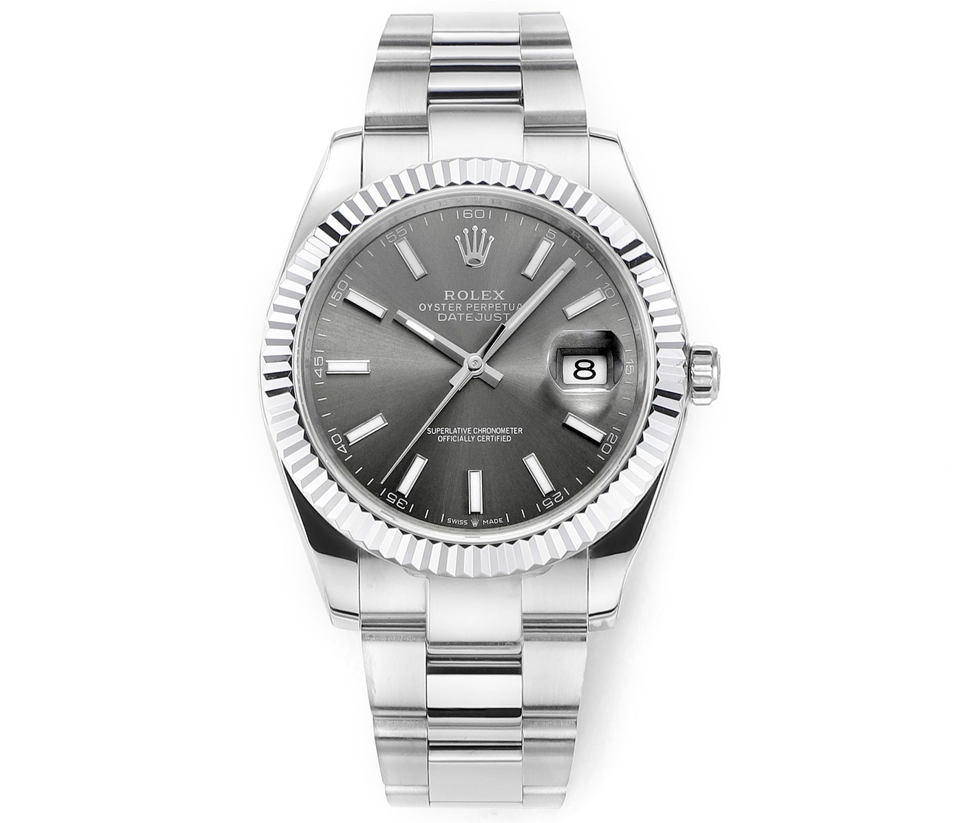 Rhodium Gray & Stainless Steel 41MM Watch