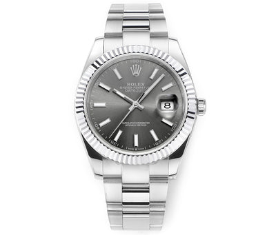 Rhodium Gray & Stainless Steel 41MM Watch
