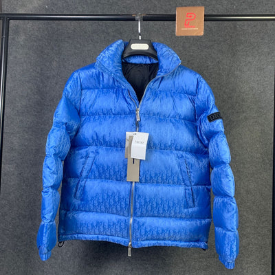 Dior Oblique Down Jacket in Blue Technical Jacquard