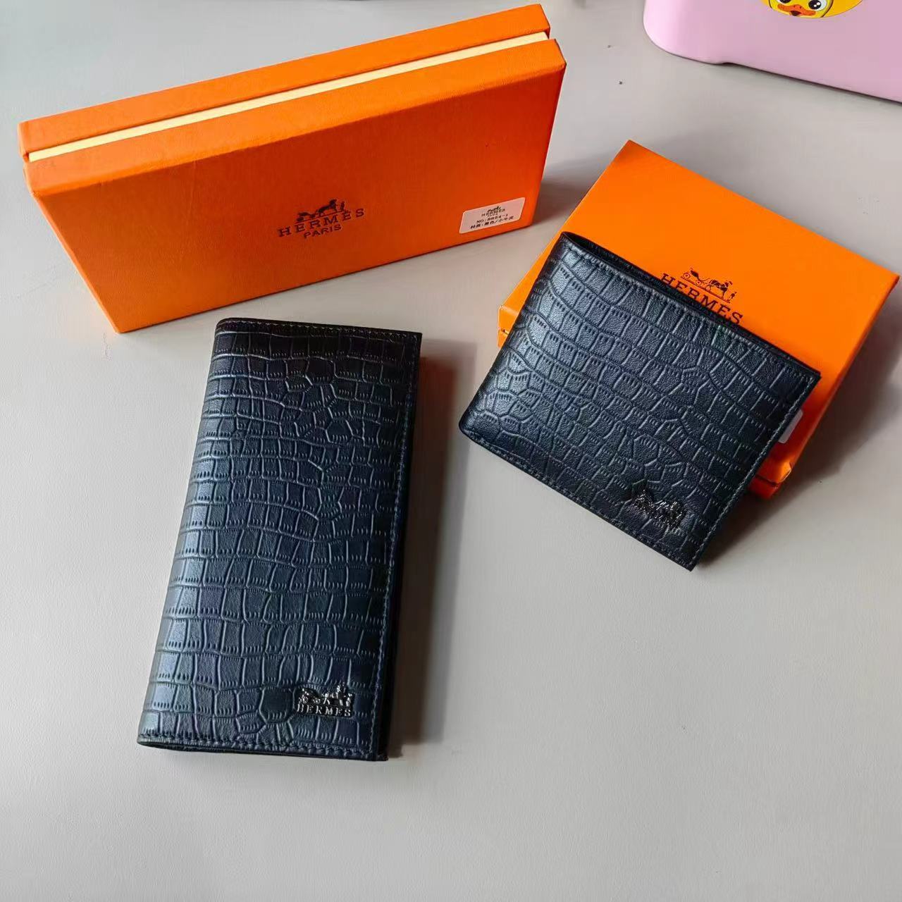 H MC2 Fleming Long Wallet & Compact Wallet Set ‘Matte Black Alligator’