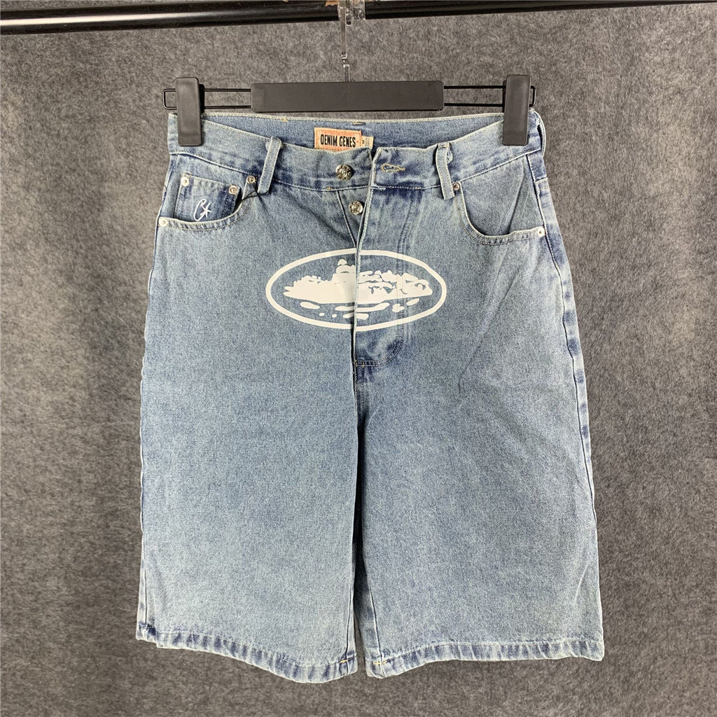 Corteiz Alcatraz Baggy Denim Shorts 'Stonewash' – Prsnlplg