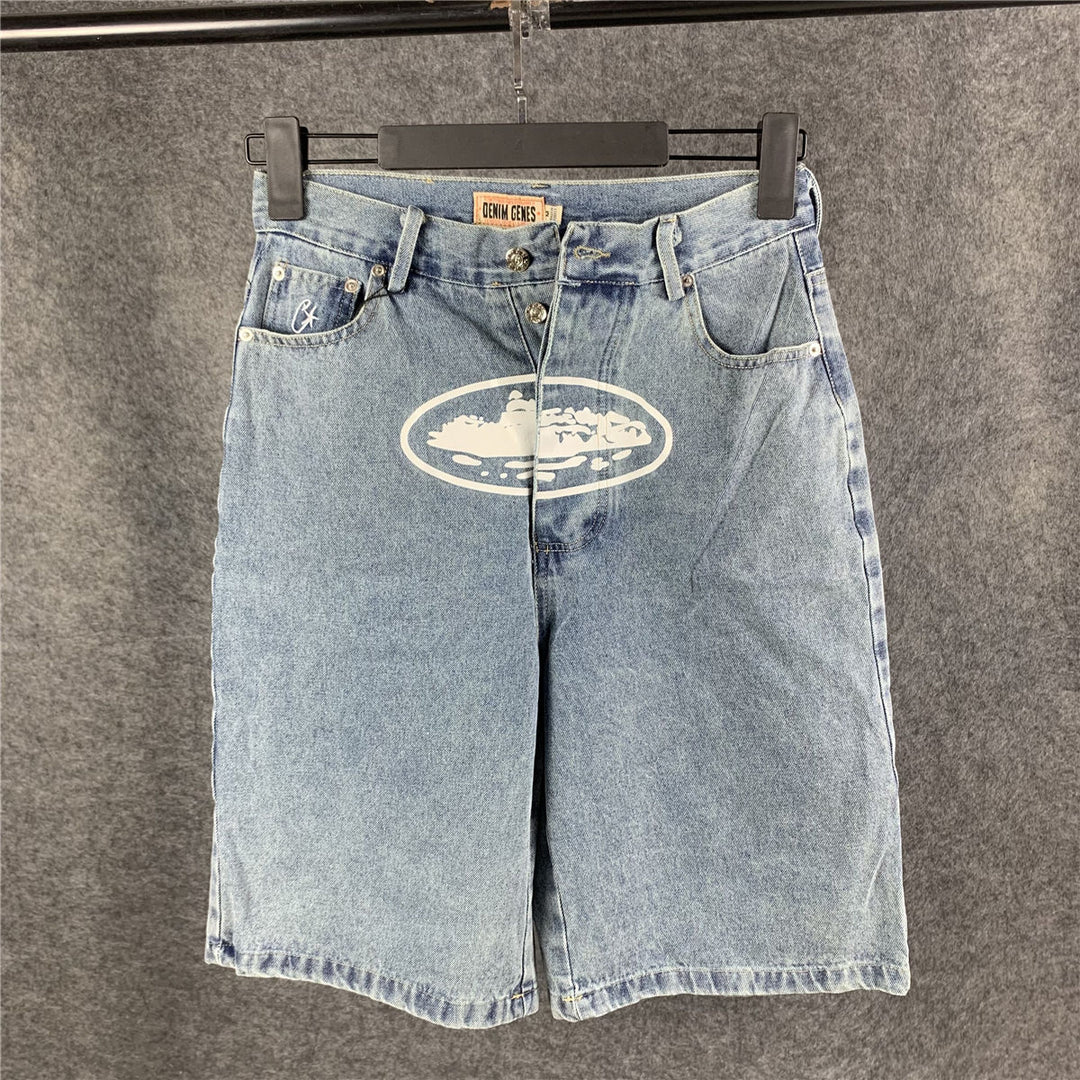 Corteiz Alcatraz Baggy Denim Shorts 'Stonewash' – Prsnlplg